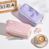 imageSooez Large Pencil Case PouchExtra Big Pencil Bag with 8 CompartmentsPen Bag Wide OpeningSoft Quilted Pencil Pouch Organizer with ZipperPortable Pencil Case for Teen GirlsBeigeLight Gray