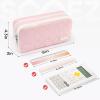 imageSooez Large Pencil Case PouchExtra Big Pencil Bag with 8 CompartmentsPen Bag Wide OpeningSoft Quilted Pencil Pouch Organizer with ZipperPortable Pencil Case for Teen GirlsBeigeLight Gray