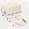 imageSooez Large Pencil Case PouchExtra Big Pencil Bag with 8 CompartmentsPen Bag Wide OpeningSoft Quilted Pencil Pouch Organizer with ZipperPortable Pencil Case for Teen GirlsBeigeBeige