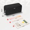 imageSooez Large Pencil Case PouchExtra Big Pencil Bag with 8 CompartmentsPen Bag Wide OpeningSoft Quilted Pencil Pouch Organizer with ZipperPortable Pencil Case for Teen GirlsBeigeBlack