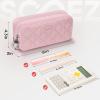imageSooez Large Pencil Case PouchExtra Big Pencil Bag with 8 CompartmentsPen Bag Wide OpeningSoft Quilted Pencil Pouch Organizer with ZipperPortable Pencil Case for Teen GirlsBeigeBlush