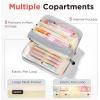 imageSooez Large Pencil Case PouchExtra Big Pencil Bag with 8 CompartmentsPen Bag Wide OpeningSoft Quilted Pencil Pouch Organizer with ZipperPortable Pencil Case for Teen GirlsBeigeGray
