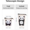 imageSooez Standing Pencil Case Cute Stand up Pencil Pouch Telescopic Pen Pouch Portable Pencil Holder Kawaii Stand up Pencil Case Spacious Pencil Pouch Bag for School Office Supplies Beige PandaBeige Panda