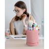 imageSooez Standing Pencil Case Cute Stand up Pencil Pouch Telescopic Pen Pouch Portable Pencil Holder Kawaii Stand up Pencil Case Spacious Pencil Pouch Bag for School Office Supplies Beige PandaPink