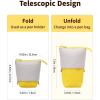 imageSooez Standing Pencil Case Cute Stand up Pencil Pouch Telescopic Pen Pouch Portable Pencil Holder Kawaii Stand up Pencil Case Spacious Pencil Pouch Bag for School Office Supplies Beige PandaYellow