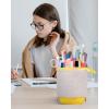 imageSooez Standing Pencil Case Cute Stand up Pencil Pouch Telescopic Pen Pouch Portable Pencil Holder Kawaii Stand up Pencil Case Spacious Pencil Pouch Bag for School Office Supplies Beige PandaYellow