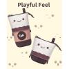 imageSooez Standing Pencil Case Cute Stand up Pencil Pouch Telescopic Pen Pouch Portable Pencil Holder Kawaii Stand up Pencil Case Spacious Pencil Pouch Bag for School Office Supplies Beige PandaBrown Coffee