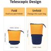 imageSooez Standing Pencil Case Cute Stand up Pencil Pouch Telescopic Pen Pouch Portable Pencil Holder Kawaii Stand up Pencil Case Spacious Pencil Pouch Bag for School Office Supplies Beige PandaOrange