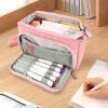 imageSooez Super Large Pencil Case Big Capacity Pencil Bag with 3 Compartments Hold 200 pencils Cute Pencil Pouch with Zipper Portable Stationery Pen Bag Aesthetic School Supplies For Girls PinkPurple