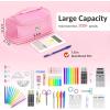 imageSooez Super Large Pencil Case Expandable Extra Big Capacity Pencil Pouch Pen Holder Box Organizer Portable High Capacity Stationery Bag Cute Aesthetic School Supplies For Teen Girls CollegeNavy
