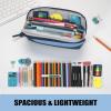 imageSooez WideOpening Pencil Pen Case Lightweight ampamp Spacious Pencil Bag Pouch Box Organizer Aesthetic Supply with Triangular Design for Adults GreyBlue