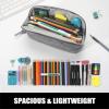 imageSooez WideOpening Pencil Pen Case Lightweight ampamp Spacious Pencil Bag Pouch Box Organizer Aesthetic Supply with Triangular Design for Adults GreyGrey