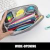 imageSooez WideOpening Pencil Pen Case Lightweight ampamp Spacious Pencil Bag Pouch Box Organizer Aesthetic Supply with Triangular Design for Adults GreyGrey