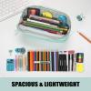 imageSooez WideOpening Pencil Pen Case Lightweight ampamp Spacious Pencil Bag Pouch Box Organizer Aesthetic Supply with Triangular Design for Adults GreyMint Green