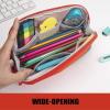 imageSooez WideOpening Pencil Pen Case Lightweight ampamp Spacious Pencil Bag Pouch Box Organizer Aesthetic Supply with Triangular Design for Adults GreyOrange