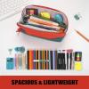 imageSooez WideOpening Pencil Pen Case Lightweight ampamp Spacious Pencil Bag Pouch Box Organizer Aesthetic Supply with Triangular Design for Adults GreyOrange