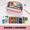 imageSooez WideOpening Pencil Pen Case Lightweight ampamp Spacious Pencil Bag Pouch Box Organizer Aesthetic Supply with Triangular Design for Adults GreyPink