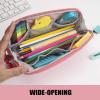 imageSooez WideOpening Pencil Pen Case Lightweight ampamp Spacious Pencil Bag Pouch Box Organizer Aesthetic Supply with Triangular Design for Adults GreyPink