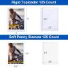 imageToploaders and Sleeves 125 Set Sooez Toploader Card Protector 3x4 Baseball Card Holder Hard Plastic Card Sleeves Clear Card Case for Collectible Trading Card Sports Cards
