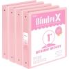 imageBinderX 4 Pack Extra Durable 3 Ring Binder Round Rings 1 Inch Binder Fits 175 Sheets of 85x11 Paper Customizable View Cover with Inside Pockets Cute 1quot Binders 1 Inch Binders 3 RingPink