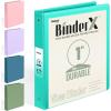 imageBinderX Extra Durable 3 Ring Binder Round Rings 1 Inch Binder Fits 175 Sheets of 85x11 Paper Customizable View Cover with Inside Pockets Cute 1quot Binders 1 Inch Binders 3 Ring PinkAqua Blue