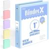 imageBinderX Extra Durable 3 Ring Binder Round Rings 1 Inch Binder Fits 175 Sheets of 85x11 Paper Customizable View Cover with Inside Pockets Cute 1quot Binders 1 Inch Binders 3 Ring PinkLight Blue