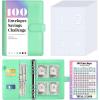 imageSooez 100 Envelopes Money Saving Challenge Savings Challenges Book with Envelopes ampamp Challenge Tracker Motivational Process to Save 5050 Money Saving Binder 100 Pocket PreNumbered PurpleGreen
