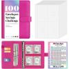imageSooez 100 Envelopes Money Saving Challenge Savings Challenges Book with Envelopes ampamp Challenge Tracker Motivational Process to Save 5050 Money Saving Binder 100 Pocket PreNumbered PurpleHot Pink