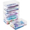 imageSooez 6 Pack Pencil BoxHard Pencil Boxes for School Supplies Bulk Large Plastic Pencil Case with Lid Clear Pencil Container Stackable School Crayon Boxes Bulk for KidsClear