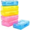 imageSooez 6 Pack Pencil BoxHard Pencil Boxes for School Supplies Bulk Large Plastic Pencil Case with Lid Clear Pencil Container Stackable School Crayon Boxes Bulk for KidsColored