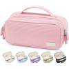 imageSooez Large Pencil Case Pouch Soft Corduroy Pencil Bag with Handle Cute Pen Case 5 Compartments Wide Opening Pen Pouch Organizer with Zipper Aesthetic School Supplies for Girls Women BluePink