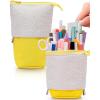 imageSooez Standing Pencil Case Cute Stand up Pencil Pouch Telescopic Pen Pouch Portable Pencil Holder Kawaii Stand up Pencil Case Spacious Pencil Pouch Bag for School Office Supplies Beige PandaYellow