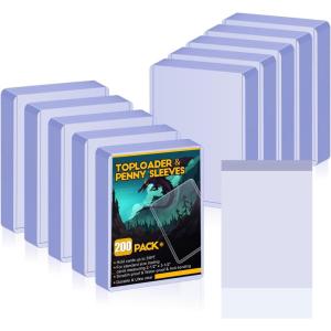 image32 Count Topload Card Holder Sooez 35PT Topload Card Protector 3quot x 4quot Hard Plastic Card Sleeves Baseball Card Protector Rigid Toploading Card Case for Collectible Trading Sports Cards200 Topload  200 Clear Sleeves