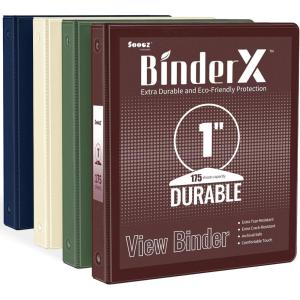 image4 Pack Extra Durable 3 Ring Binders 1 Inch Sooez 1 Three Ring Binder EcoFriendly ampamp PVC Free Customizable Clear View Cover for Letter Size 85 x 11 Paper Pastel School Office Supplies for GirlRetro