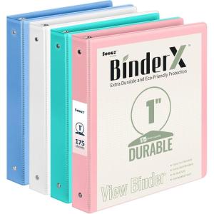 imageBinderX 4 Pack Extra Durable 3 Ring Binder Round Rings 1 Inch Binder Fits 175 Sheets of 85x11 Paper Customizable View Cover with Inside Pockets Cute 1quot Binders 1 Inch Binders 3 RingChic