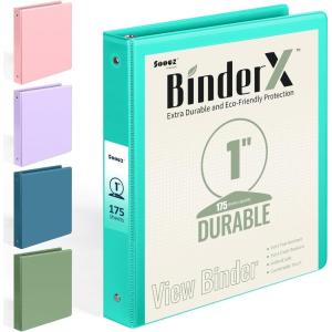 imageBinderX Extra Durable 3 Ring Binder Round Rings 1 Inch Binder Fits 175 Sheets of 85x11 Paper Customizable View Cover with Inside Pockets Cute 1quot Binders 1 Inch Binders 3 Ring PinkAqua Blue