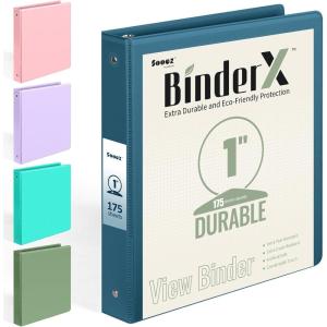 imageBinderX Extra Durable 3 Ring Binder Round Rings 1 Inch Binder Fits 175 Sheets of 85x11 Paper Customizable View Cover with Inside Pockets Cute 1quot Binders 1 Inch Binders 3 Ring PinkNavy Blue
