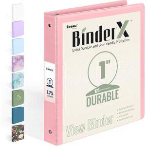 imageBinderX Extra Durable 3 Ring Binder Round Rings 1 Inch Binder Fits 175 Sheets of 85x11 Paper Customizable View Cover with Inside Pockets Cute 1quot Binders 1 Inch Binders 3 Ring PinkPink