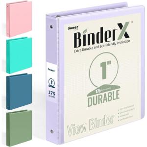 imageBinderX Extra Durable 3 Ring Binder Round Rings 1 Inch Binder Fits 175 Sheets of 85x11 Paper Customizable View Cover with Inside Pockets Cute 1quot Binders 1 Inch Binders 3 Ring PinkLavender Purple
