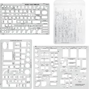 imageSooez Architectural Templates House Plan Interior Design and Furniture Template Drafting Tools and Supplies  Set of 3clear