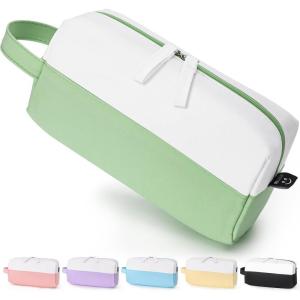 imageSooez Big Capacity Pencil Case Cute TwoTone Pencil Pouch Aesthetic Large Capacity Pen Bag with 4 Compartments Soft Pencil Case Organizer with Zipper ampamp Handle Pencil Holder Pouch for Teen GirlsGreen