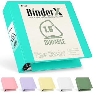 imageSooez BinderX Extra Durable 3 Inch 3 Ring Binder DRing Large Binder Holds 670 Sheets of 85x11 Paper Customizable View Cover with Inside Pockets Heavy Duty 3 Ring Binder for School Olive GreenTeal