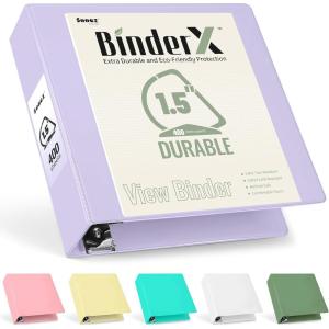 imageSooez BinderX Extra Durable 3 Inch 3 Ring Binder DRing Large Binder Holds 670 Sheets of 85x11 Paper Customizable View Cover with Inside Pockets Heavy Duty 3 Ring Binder for School Olive GreenLavender