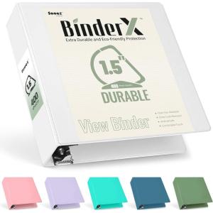 imageSooez BinderX Extra Durable 3 Inch 3 Ring Binder DRing Large Binder Holds 670 Sheets of 85x11 Paper Customizable View Cover with Inside Pockets Heavy Duty 3 Ring Binder for School Olive GreenWhite