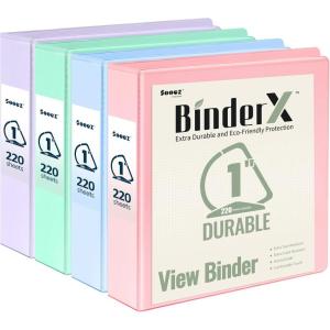 imageSooez BinderX Extra Durable 3 Inch 3 Ring Binder DRing Large Binder Holds 670 Sheets of 85x11 Paper Customizable View Cover with Inside Pockets Heavy Duty 3 Ring Binder for School Olive GreenPastel