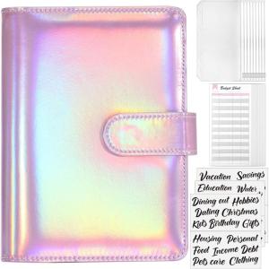 imageSooez Budget Binder with Money Saving Challenge Money Saving Binder with Cash Envelopes Expense Sheets Challenge Tracker ampamp Category Labels Envelope Savings Challenges Book for Home Office SchoolHolographic Pink