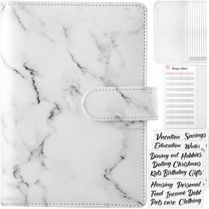 imageSooez Budget Binder with Money Saving Challenge Money Saving Binder with Cash Envelopes Expense Sheets Challenge Tracker ampamp Category Labels Envelope Savings Challenges Book for Home Office SchoolM White Marble