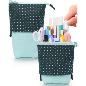 imageSooez Standing Pencil Case Cute Stand up Pencil Pouch Telescopic Pen Pouch Portable Pencil Holder Kawaii Stand up Pencil Case Spacious Pencil Pouch Bag for School Office Supplies Beige PandaGreen