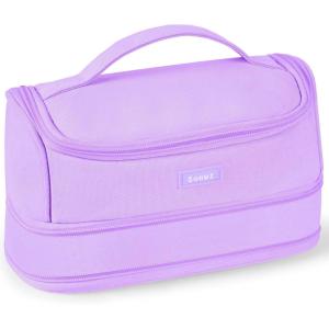 imageSooez Super Large Pencil Case Expandable Extra Big Capacity Pencil Pouch Pen Holder Box Organizer Portable High Capacity Stationery Bag Cute Aesthetic School Supplies For Teen Girls CollegePurple