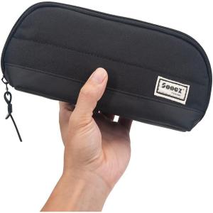 imageSooez WideOpening Pencil Pen Case Lightweight ampamp Spacious Pencil Bag Pouch Box Organizer Aesthetic Supply with Triangular Design for Adults GreyBlack